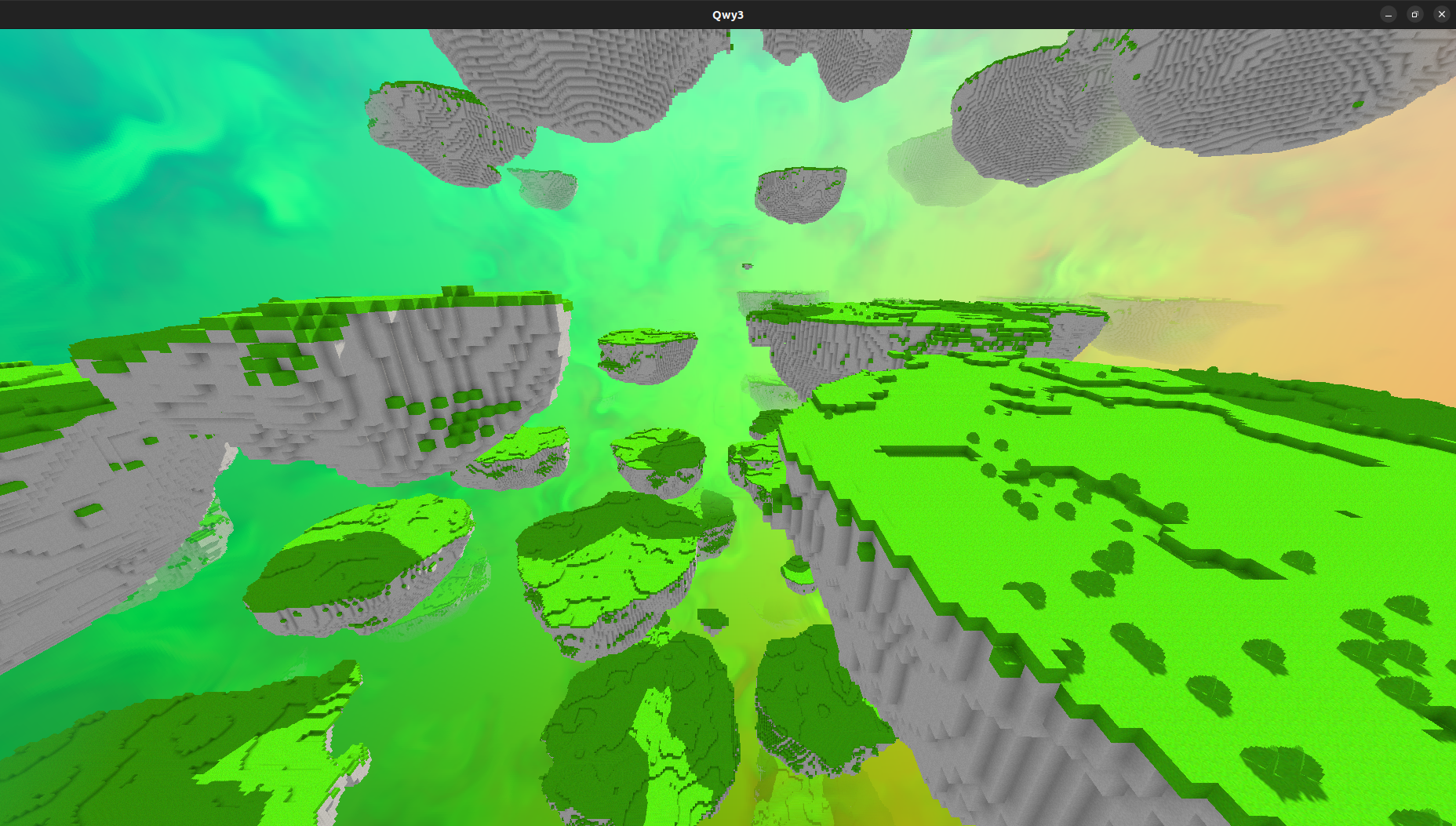 Image of some terrain generation using a noise value lattice to generate sky islands.