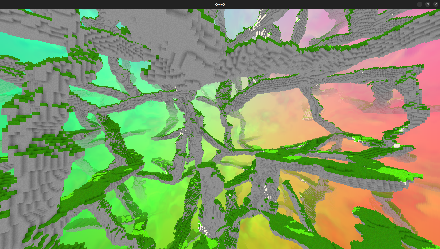 Image of some terrain generation using a noise value lattice to generate more links.
