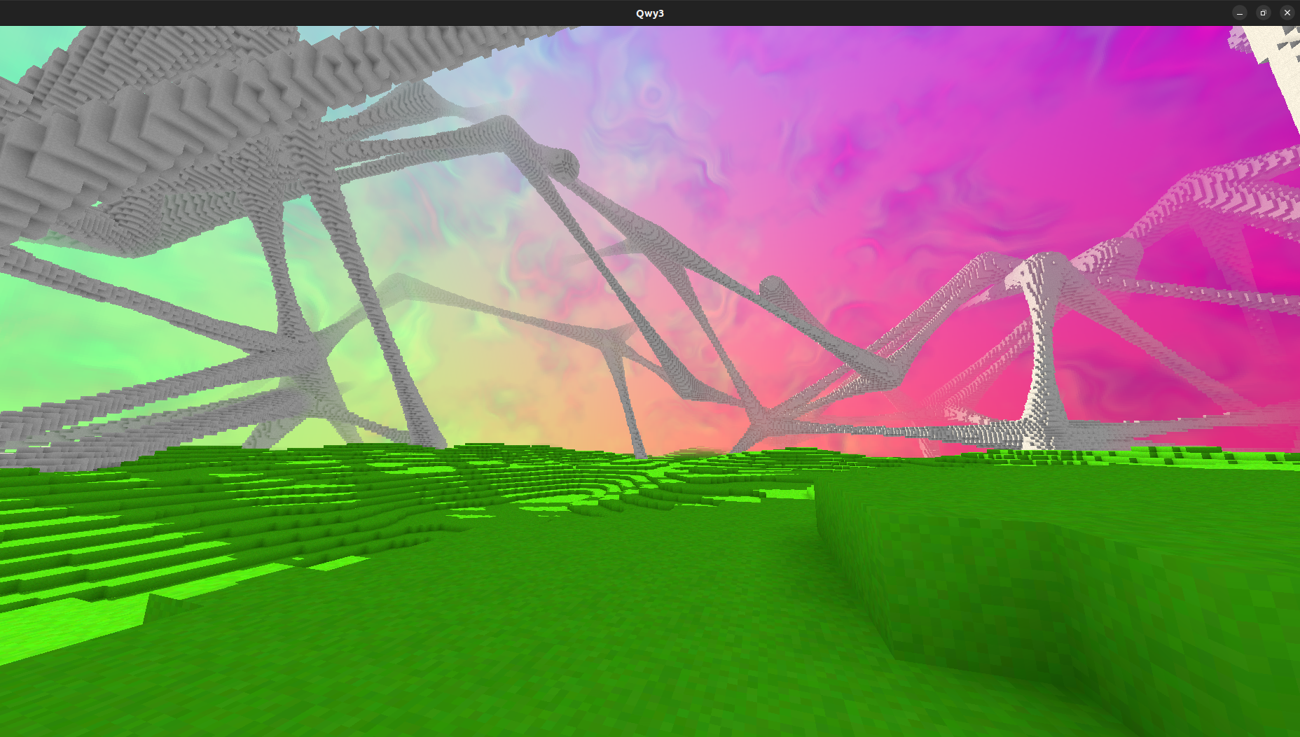 Image of some terrain generation using the structure engine with multiple structure types.
